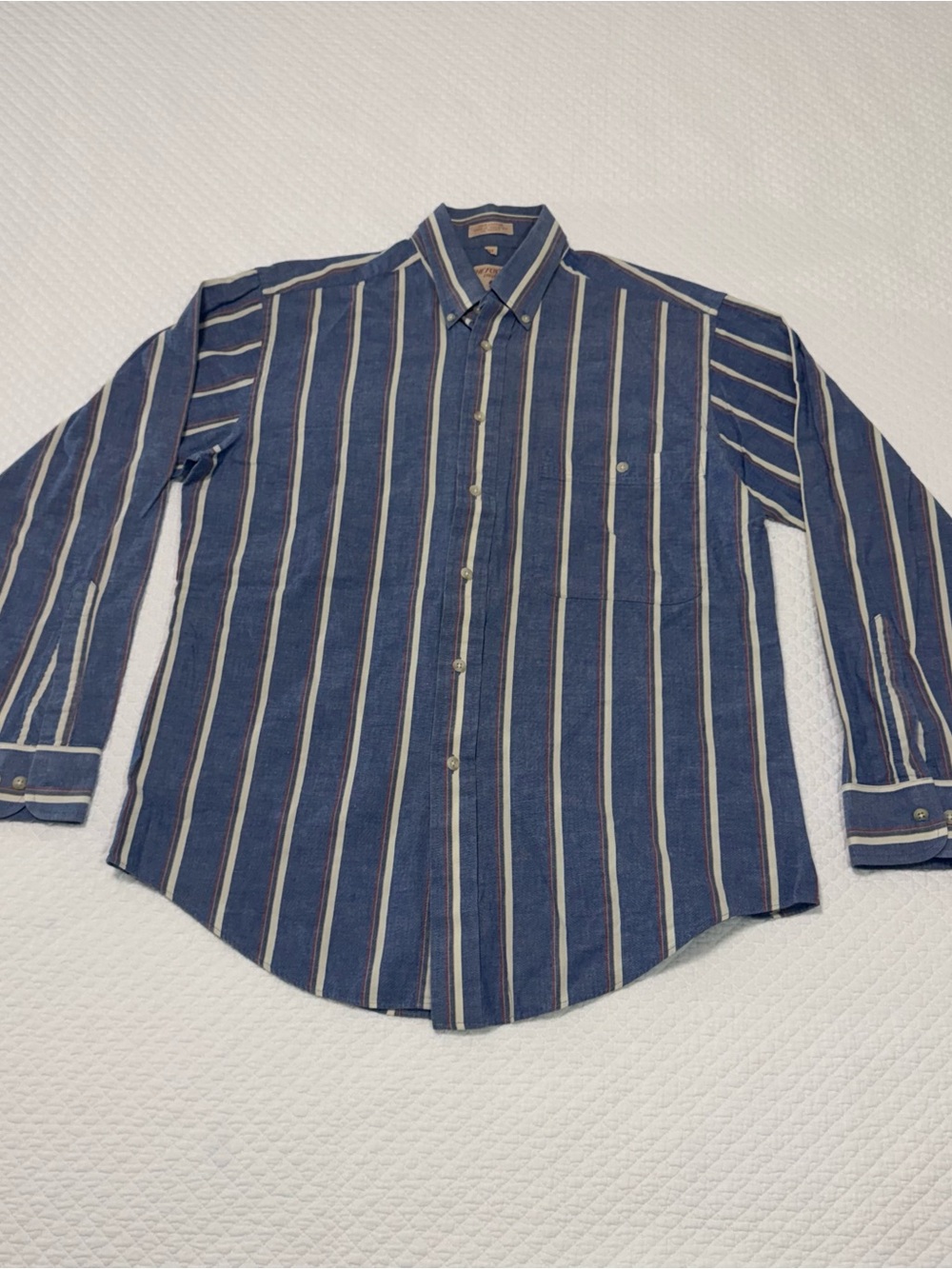 Classic Navy Stripe Long-Sleeve Button-Down Shirt